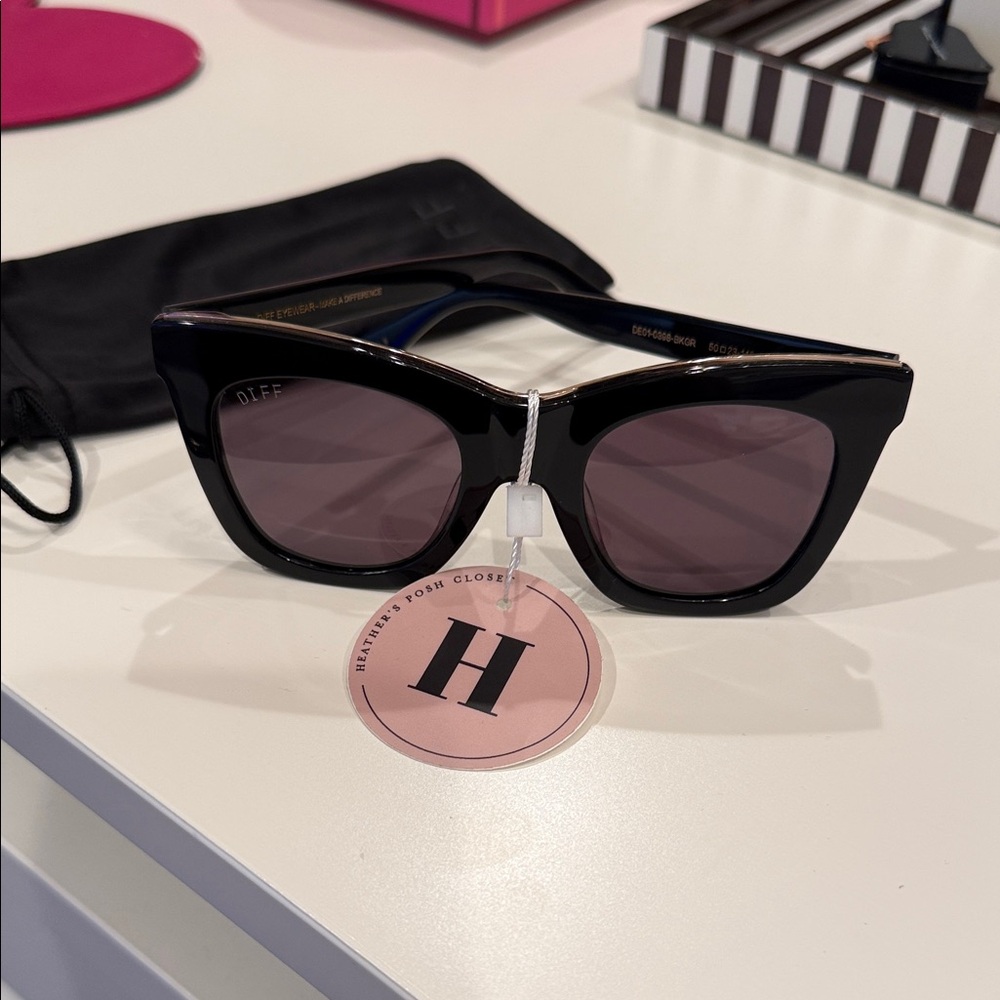 Diff Eyewear Black Frame Sunglasses with Dark Smoke Lenses